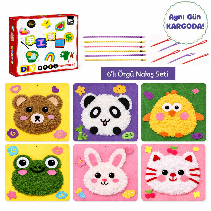 Kit de punch needle con 6 figuras