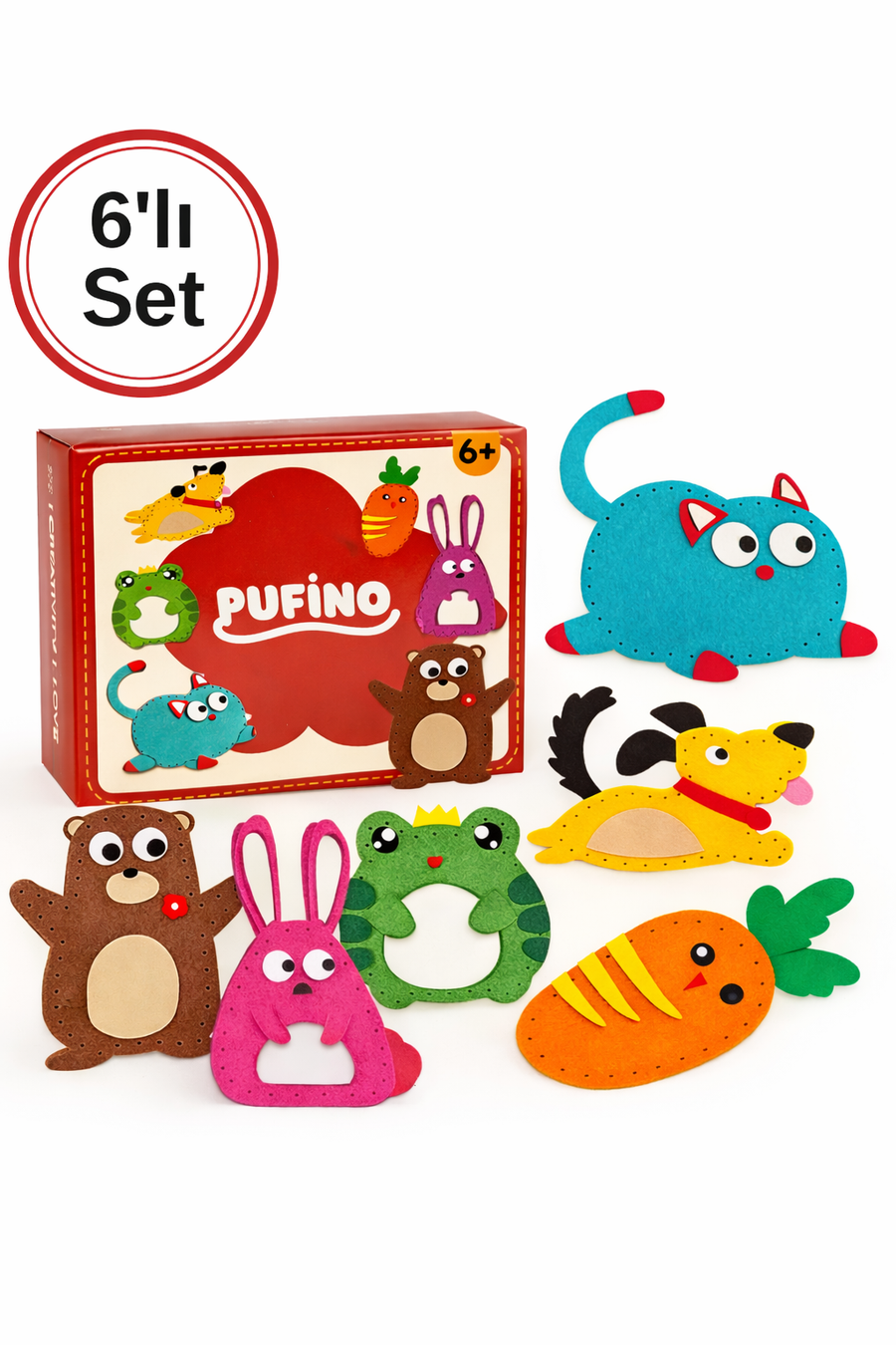 Kit di Cucito e Ricamo 6 Animali